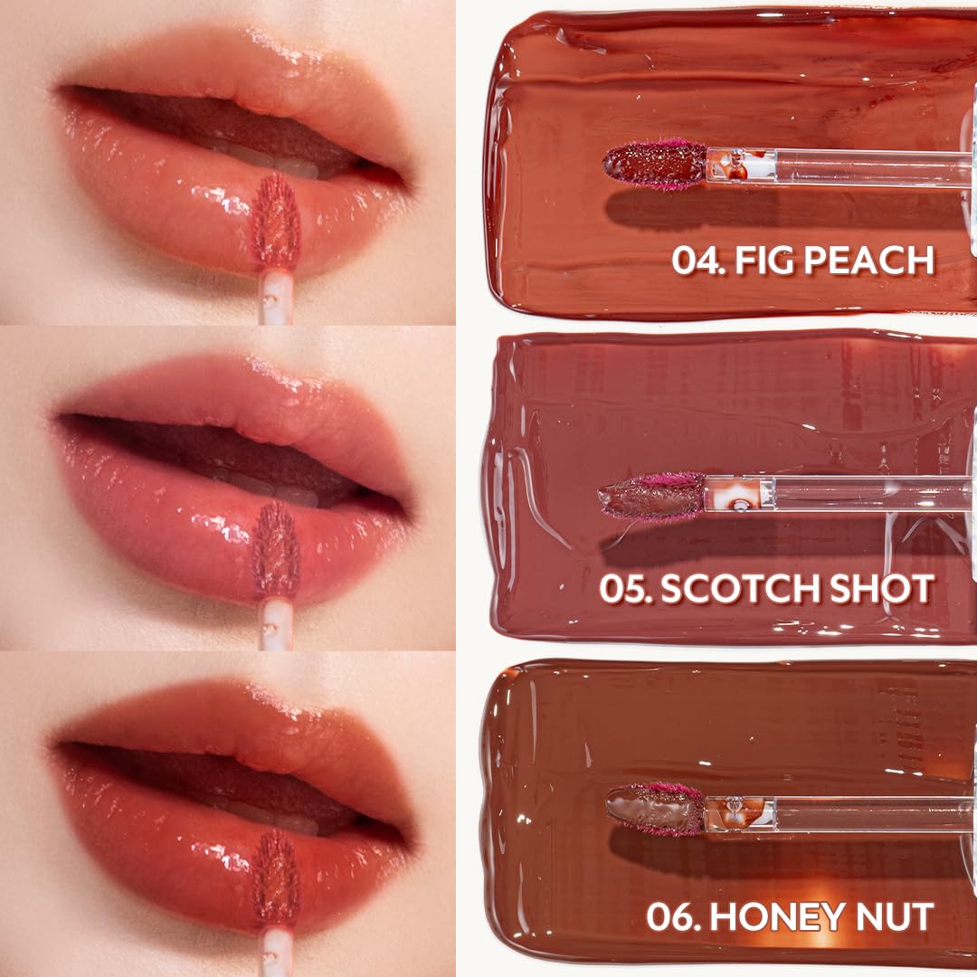 TIRTIR Waterism Brilho Labial Colorido, 4 ml, Brilho Labial Pronto para Beijar, 12H de Longa Duração, Não Pegajoso, Brilho Natural Colorido Coreano Multiuso para Bochechas e Lábios, Presente para Mulheres