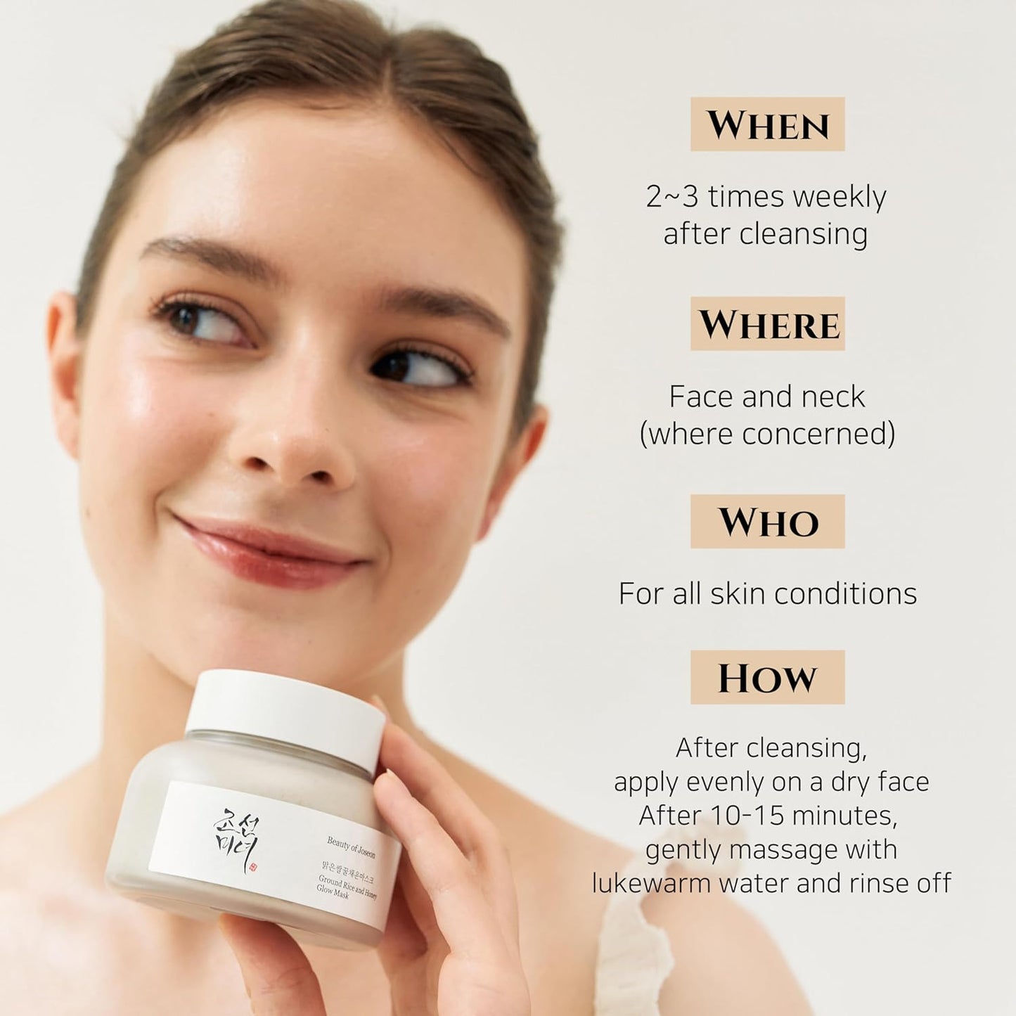 Beauty of Joseon Máscara Iluminadora de Arroz Moído e Mel Cuidado de Poros e Sebo para Pele Seca e Sensível Cuidados com a Pele Coreana 150ml, 5.07 fl.oz