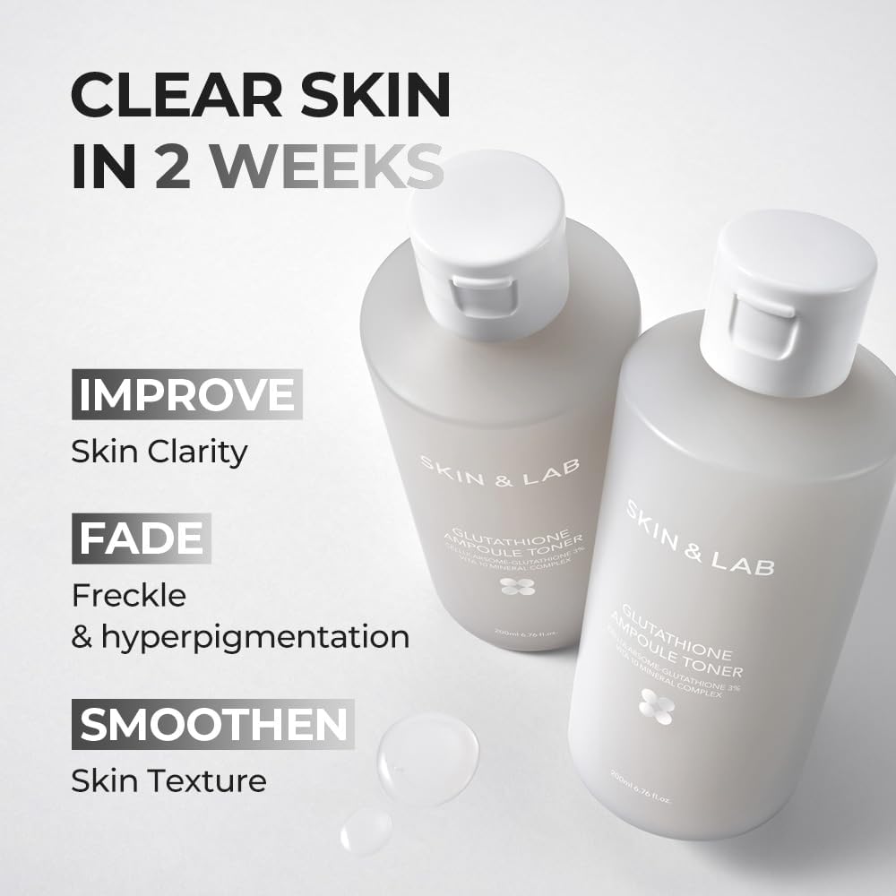  [Skin&LAB] Tônico Ampoule de Glutationa 200 ml, Melhora Manchas Escuras, Hiperpigmentação, Clareza da Pele, Tônico Coreano para Pele Sensível