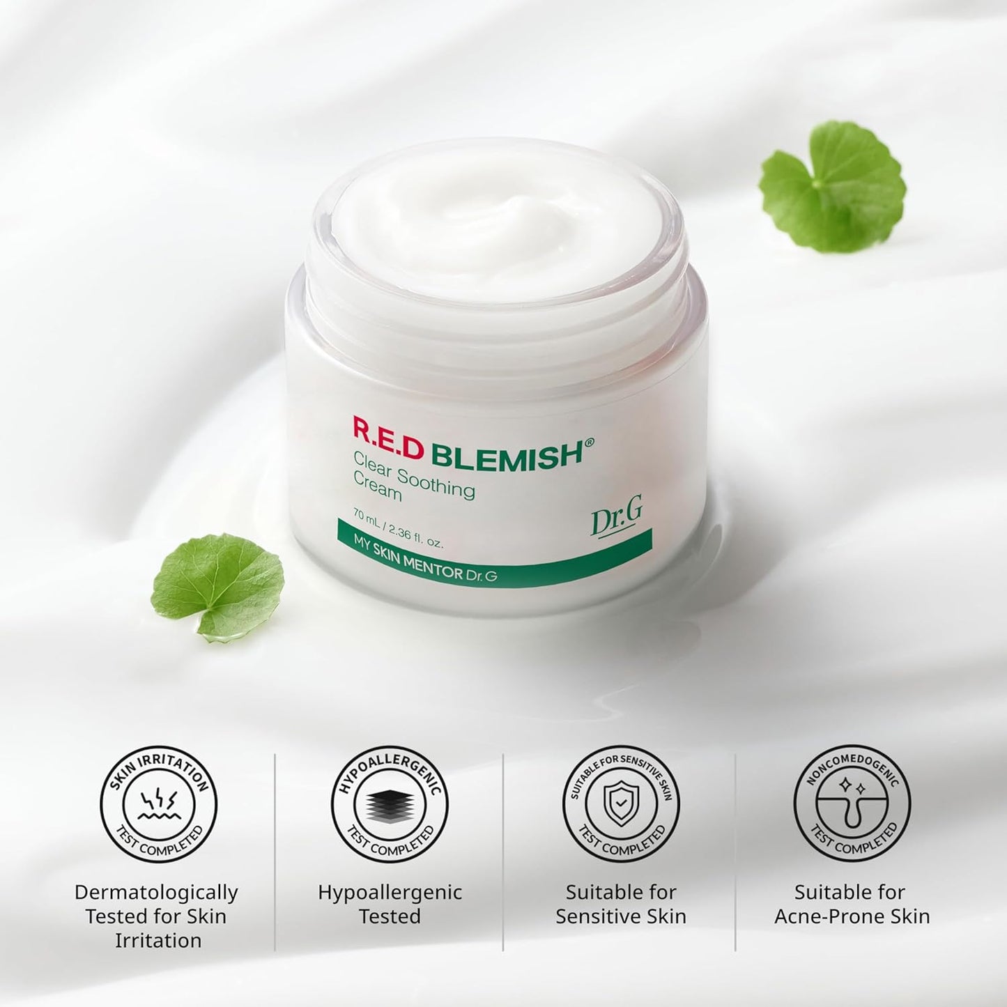 Dr.G Creme Facial Hidratante Calmante Clareador de Vermelhidão Coreano, 70ml - Cica Cream, Hidratante Coreano para a Pele, Hidratante Facial Coreano, Hidratante Facial, Skincare Coreana, K Beauty Skincare Coreano