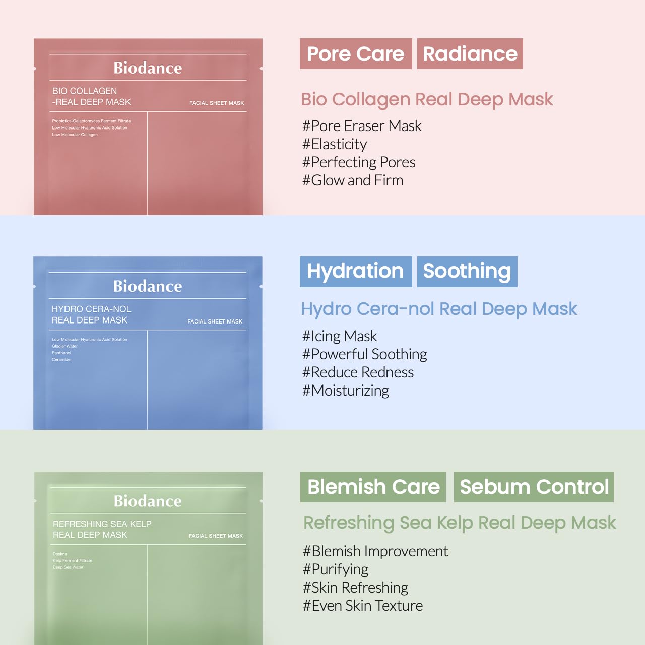 BIODANCE Máscara Real Profunda de Bio-Colágeno, Máscara Hidratante Noturna de Hidrogel, Minimização de Poros, Melhoria da Elasticidade, 34g x4un