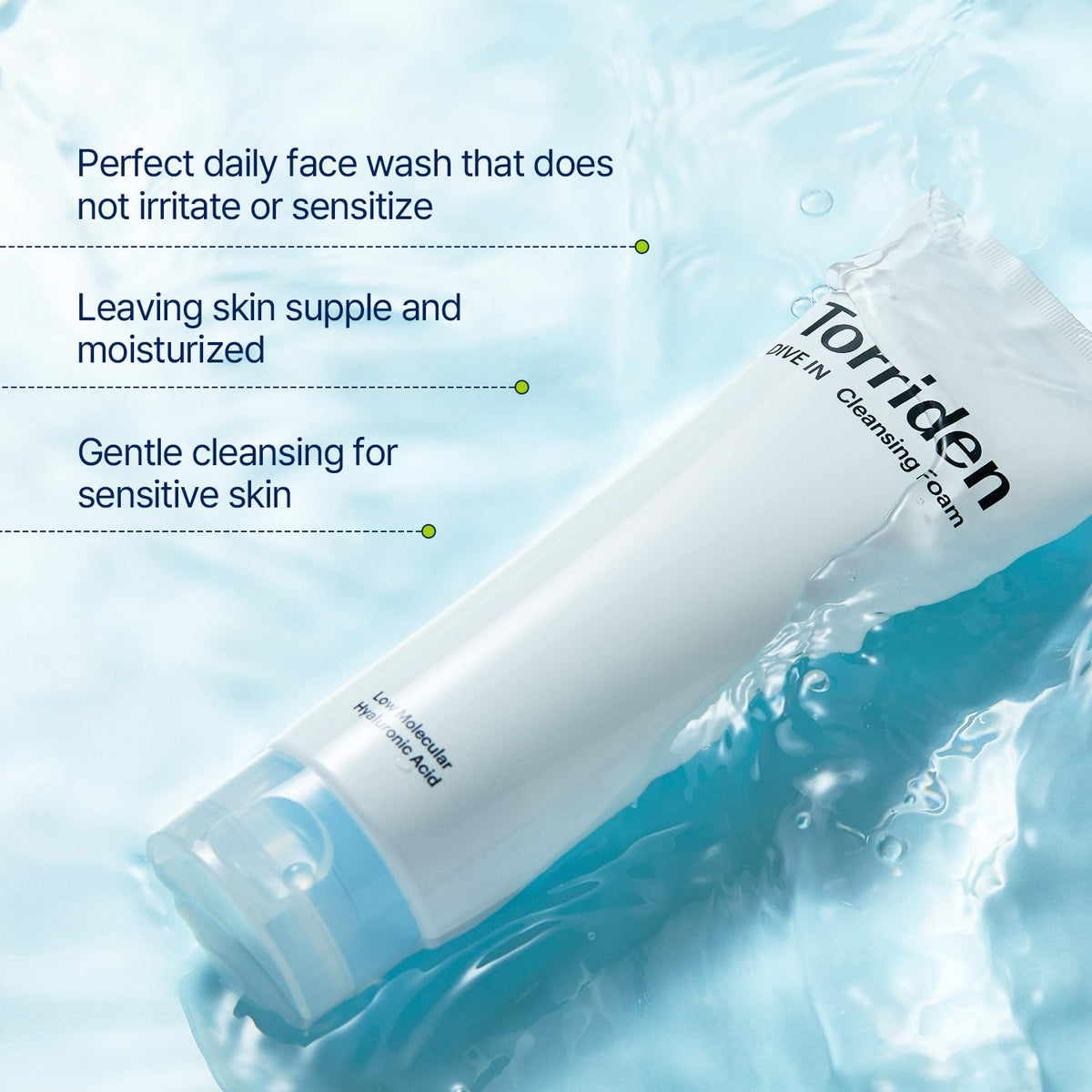 Torriden DIVE IN Espuma Limpiadora Facial 150ml (5.07 fl.oz.) | Limpiador Facial Hidratante Diario para Todo Tipo de Piel y Piel Sensible | Ácido Hialurónico, Pantenol, Alantoína