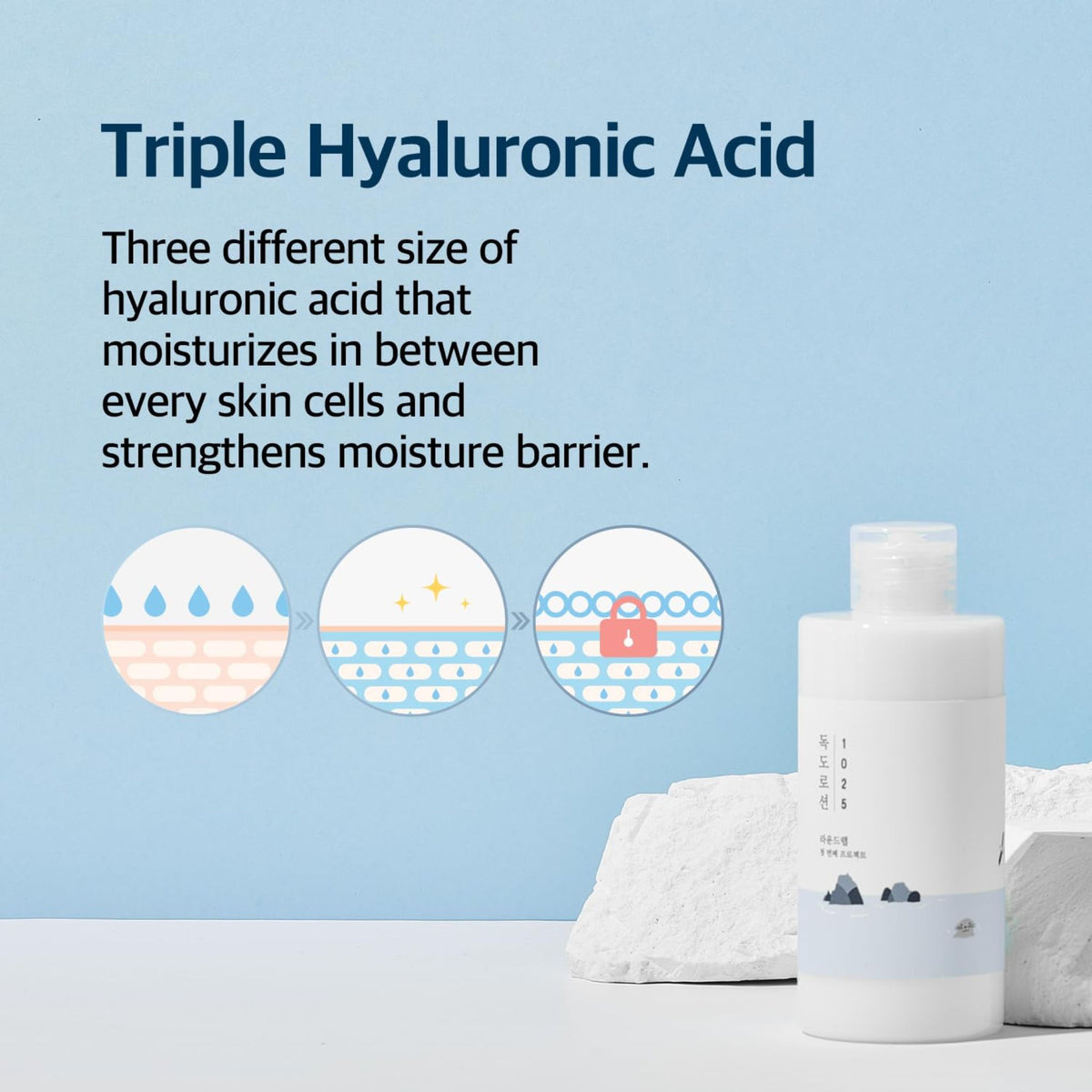 ROUND LAB Loción 1025 Dokdo 6.76 Fl Oz, Hidratación Intensa y Duradera con Triple Ácido Hialurónico, Textura Fluida para Protección de la Barrera Cutánea, Hidratante Facial para Humectación Profunda, Cuidado de la Piel Coreano