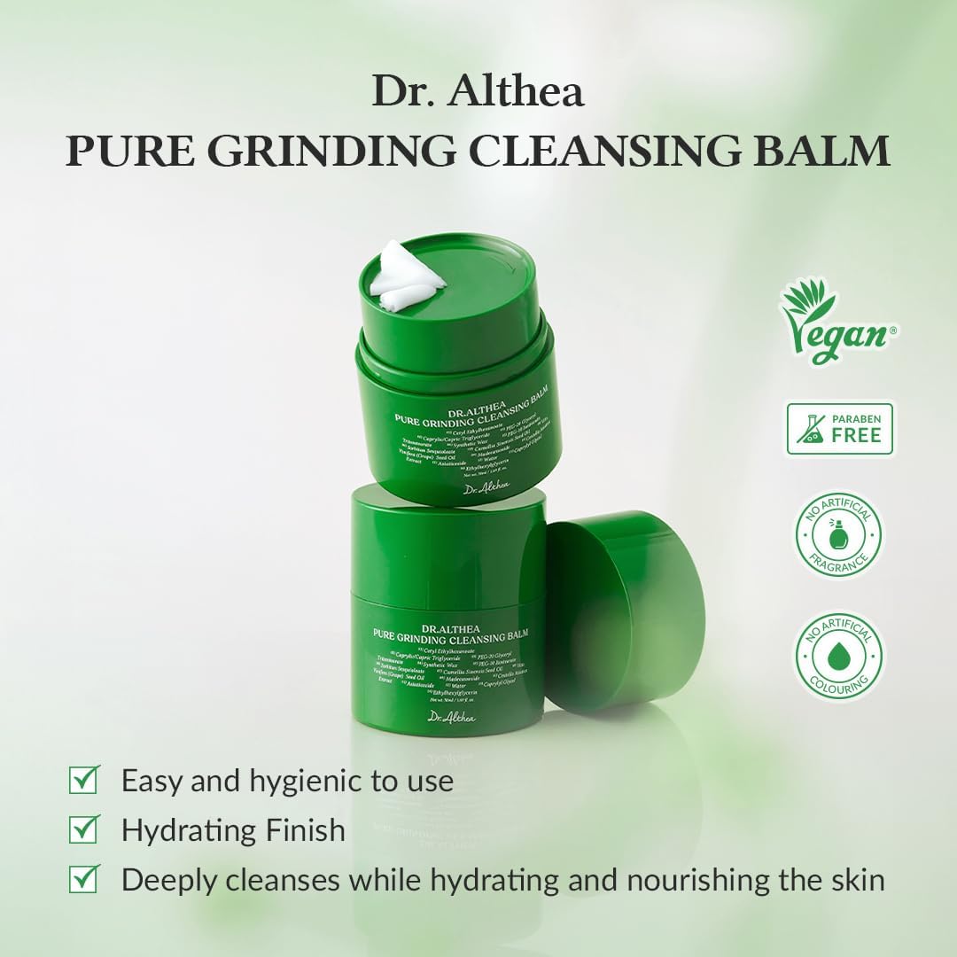 Dr.Althea Bálsamo Limpiador Pure Grinding | Aceite Limpiador de Maquillaje en un Solo Paso con Madecassoside | Textura de Sorbete No Grasosa | Calmante para Todo Tipo de Piel | Cuidado de la Piel Vegano Coreano | 1.69 Fl Oz