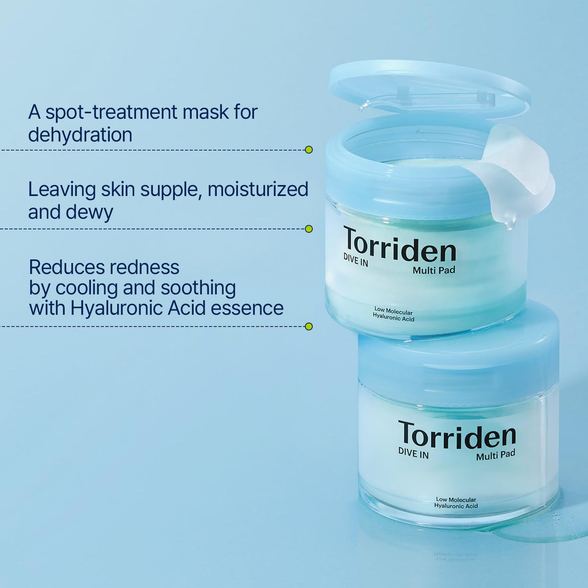 Torriden DIVE IN Multi Pad (80 pads) | Almohadillas faciales con suero para enfriar, calmar e hidratar | Ácido hialurónico, pantenol, alantoína