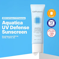 Protector Solar Facial Cell Fusion C Aquatica UV Defense SPF 50, Hidratante con SPF, Ligero y Sin Rastro Blanco, Protector Solar Coreano para Rostro, 50ml / 1.69 fl.oz