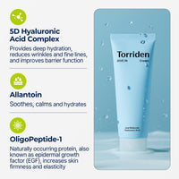 Torriden Crema DIVE IN 80ml (2.71 fl. oz.) | Hidratante Facial para Piel Sensible y Grasa | Textura Ligera y Cremosa | Crema con Ácido Hialurónico, Alantoína