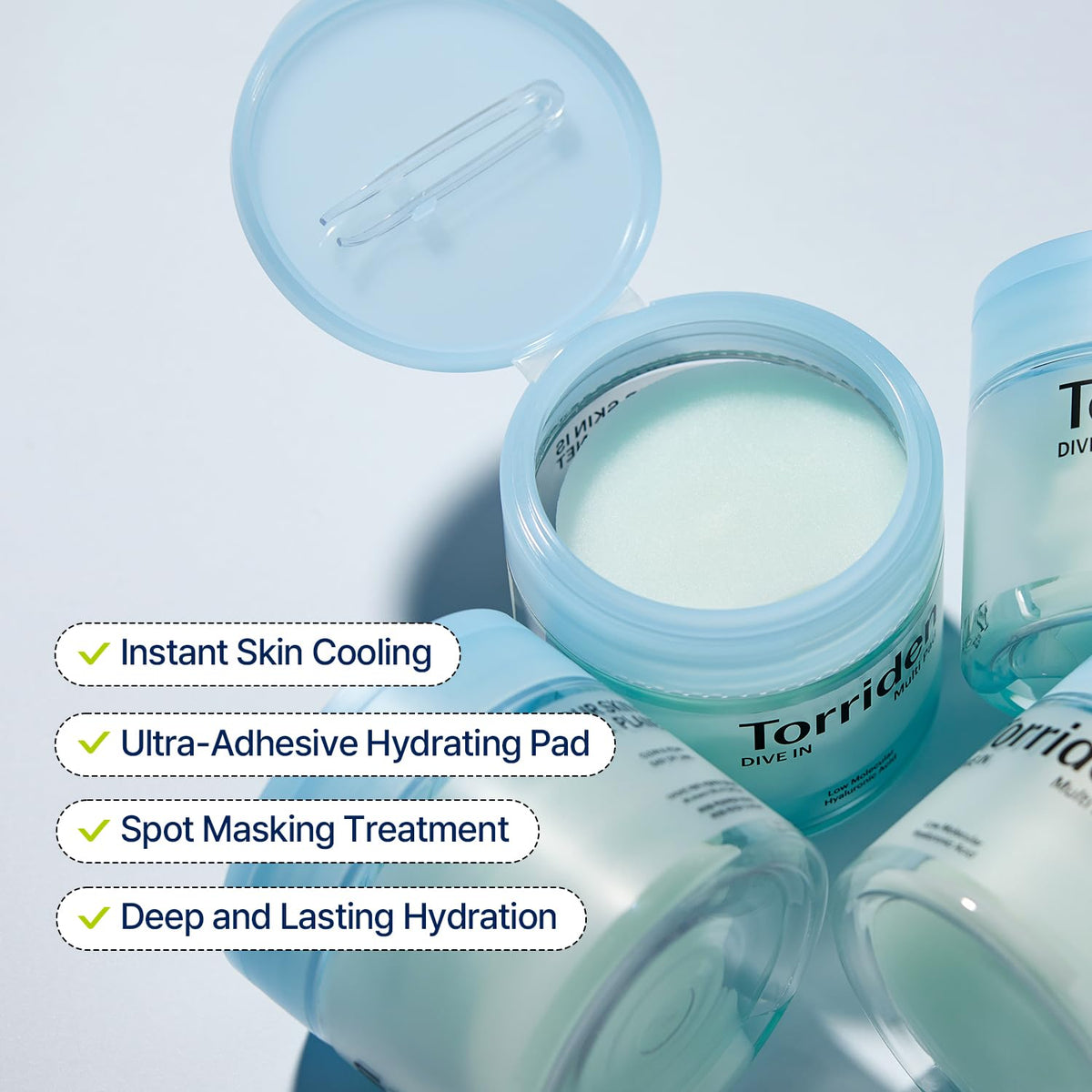 Torriden DIVE IN Multi Pad (80 pads) | Almohadillas faciales con suero para enfriar, calmar e hidratar | Ácido hialurónico, pantenol, alantoína