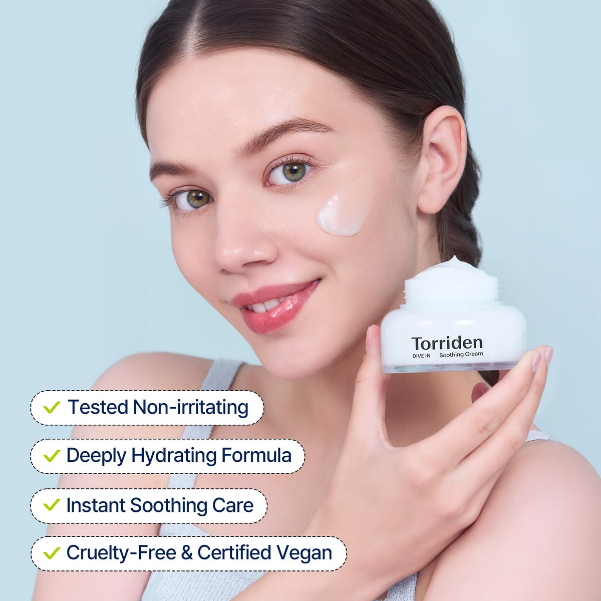 Torriden Crema Suavizante DIVE IN con Ácido Hialurónico 100ml (3.38 fl. oz) | Hidratante Facial Revitalizante para Piel Sensible y Seca | Ácido Hialurónico, Pantenol, Alantoína