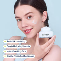 Torriden Crema Suavizante DIVE IN con Ácido Hialurónico 100ml (3.38 fl. oz) | Hidratante Facial Revitalizante para Piel Sensible y Seca | Ácido Hialurónico, Pantenol, Alantoína