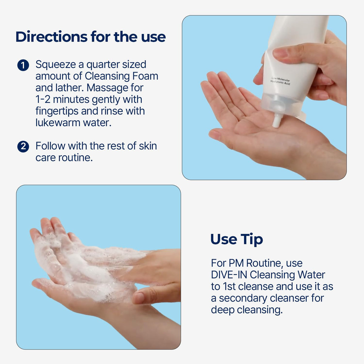 Torriden DIVE IN Espuma Limpiadora Facial 150ml (5.07 fl.oz.) | Limpiador Facial Hidratante Diario para Todo Tipo de Piel y Piel Sensible | Ácido Hialurónico, Pantenol, Alantoína