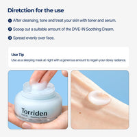Torriden Crema Suavizante DIVE IN con Ácido Hialurónico 100ml (3.38 fl. oz) | Hidratante Facial Revitalizante para Piel Sensible y Seca | Ácido Hialurónico, Pantenol, Alantoína